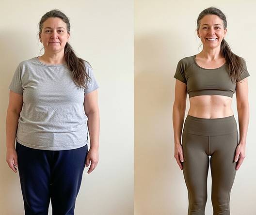 Femme perdant du poids grâce au programme alimentaire végétal personnalisé et aux recettes saines d'Air Diet