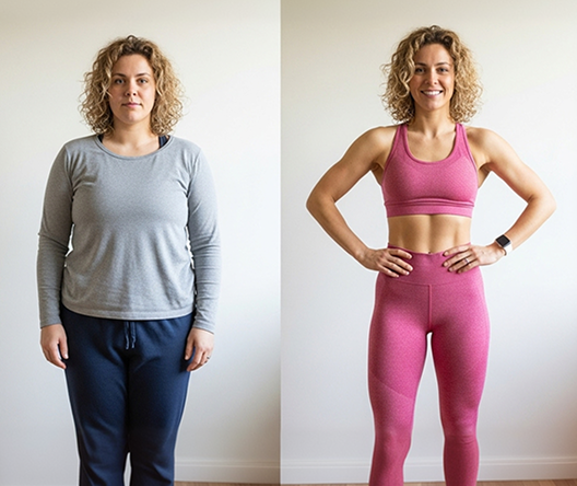GLP Diet real user result - Jessica T. aged 29 before and after personalized nutrition diet for GLP medication users GLP Diet real user result - Jessica T. aged 29 before and after personalized nutrition diet for GLP medication users