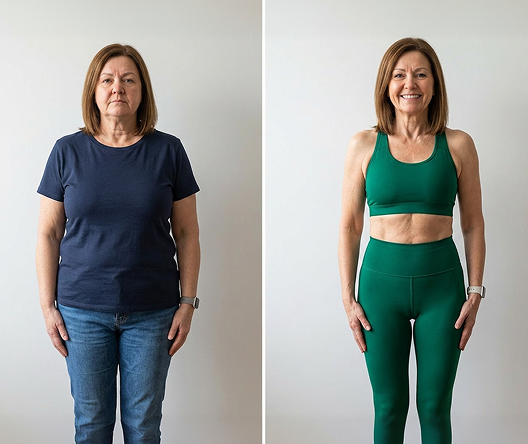 Real High Diet result - Jessica W. aged 58. User before and after following personalized high protein meal plan for weight-loss Real High Diet result - Jessica W. aged 58. User before and after following personalized high protein meal plan for weight-loss